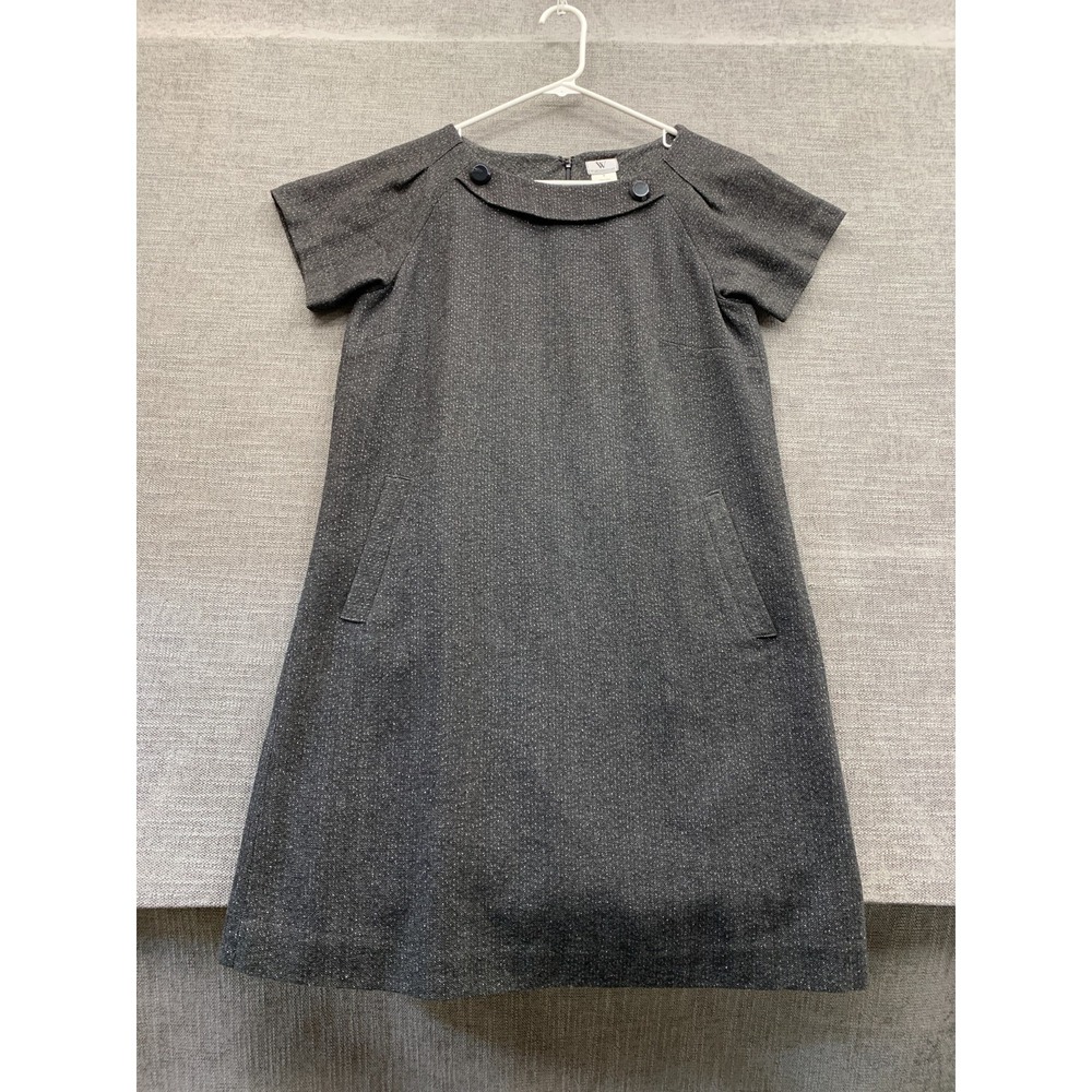 Worthington Midi Dress Womens 8 Black Wool Raglan Sleeve Back Zip Round Neck